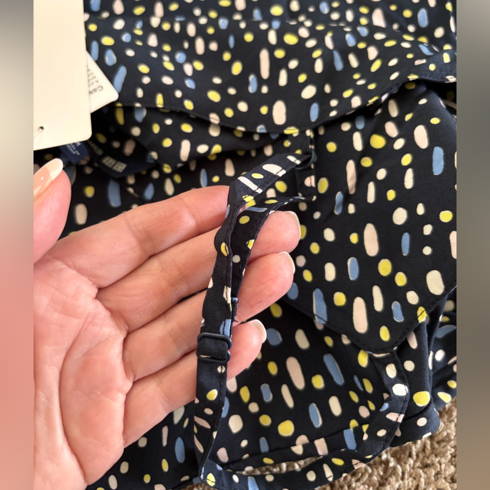 UNIQLO Cassie Byrnes Navy Abstract Print Camisole Dress Spaghetti Strap M NWT - Picture 8 of 9